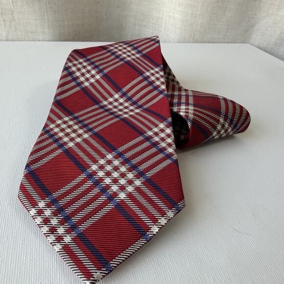 Ralph Lauren Red Plaid Silk Tie Holiday Tartan Made in USA 90s Vintage - Picture 10 of 15